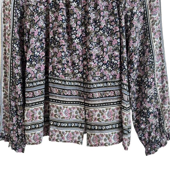 Lucky Brand Floral Boho Ruffle Collar Button Up Blouse Size Small - Picture 4 of 7